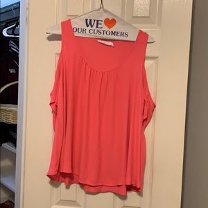 Cold shoulder hot pink top